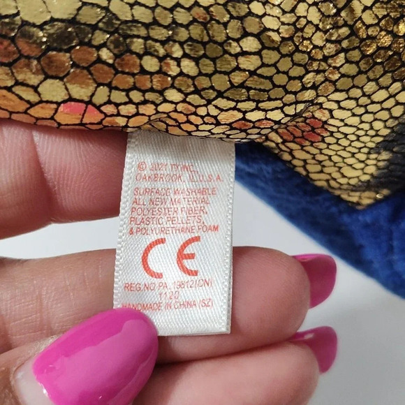 Ty Beanie Boos Saffire Blue Gold Metallic Dragon Plush Stuffed Animal Hang Tags - Picture 9 of 11